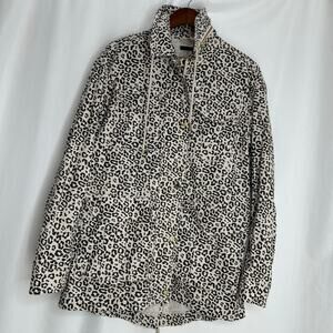 ATM womens jacket cheetha print small oversized animal print long packable hood